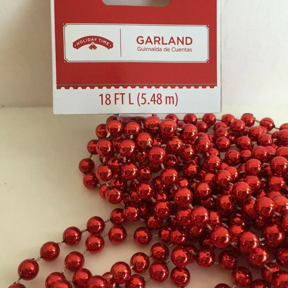 18' Red Beaded Beads Garland Christmas Tree Wedding Decor Craft
